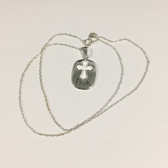 Silver Cross Faith Pendant Necklace - Picture 6 of 6